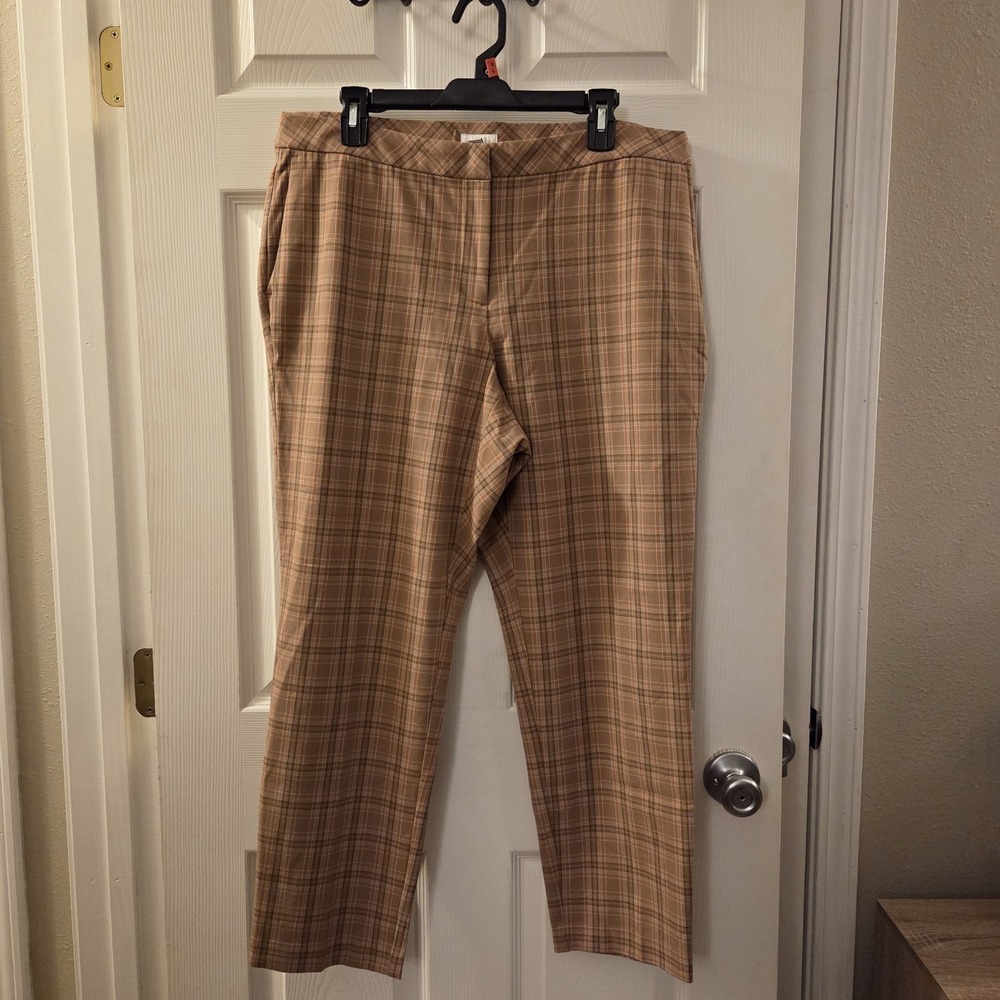 J. Jill‎ sz 16 premium bistretch slacks NWT camel plaid career casual retro